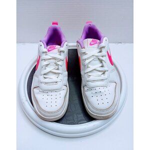 Nike Kids Court Borough Low 2 White & Pink Sneakers Size 5Y